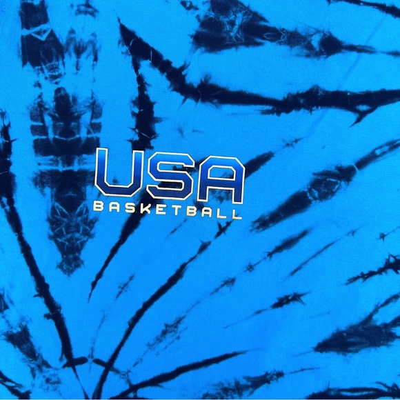 Nike Tie Dye Blue Gold Graphic T-Shirt Swoosh Logo USA Basketball Tee - Picture 7 of 11